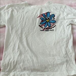 Zara Kids White Tee with Blue Flower and Red Details